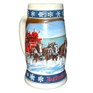 SOLD! Budweiser clydesdale mug stein vintage 1995 lighting the way home beer